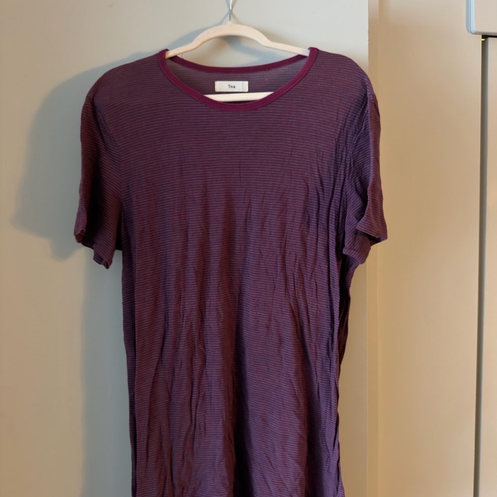 TNA Short Sleeve Crewneck Striped T-Shirt Dress